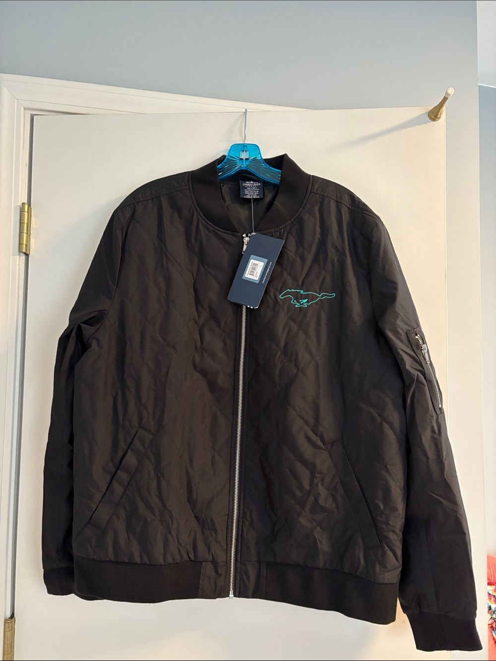 Charles River Apparel Black Bomber Jacket/Ford Mustang Mach E